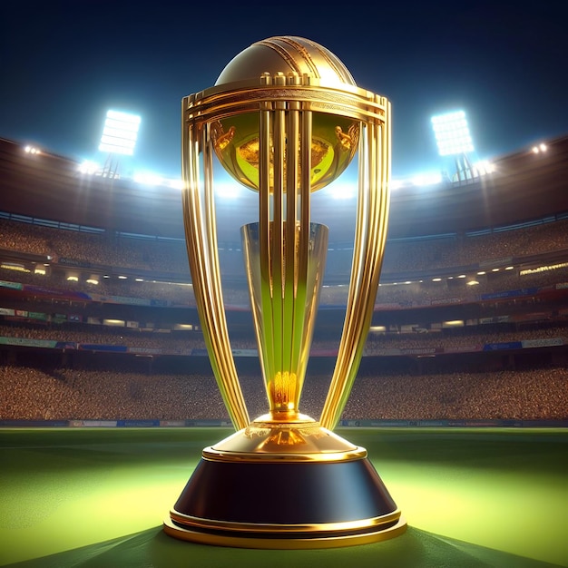 Críquete realista Icc odi troféu da Copa do Mundo está no fundo do estádio de críquete troféu do Copa do Mundo Icc