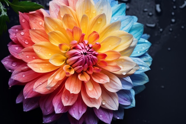 Crisantemo arco iris vibrante Un primer plano de la paleta de colores de la naturaleza sobre un fondo gris sutil