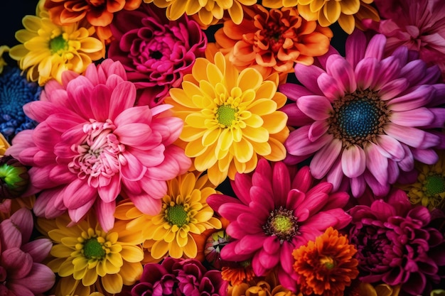 Foto un crisantemo de papel tapiz de flores de colores