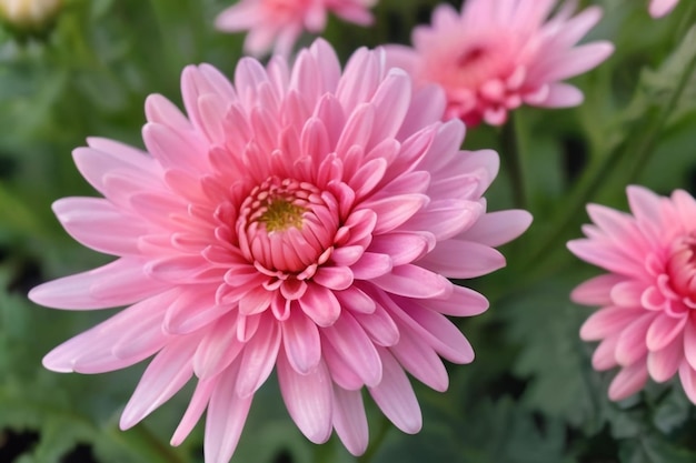 Crisântemo rosa planta popular da família das margaridas e belo fundo de flores rosa