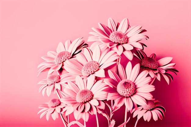Crisântemos rosa em fundo rosa Fundo floral Generative AI