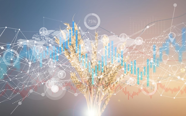 Crise alimentar global com exposição de diagramas gráficos e gráficos