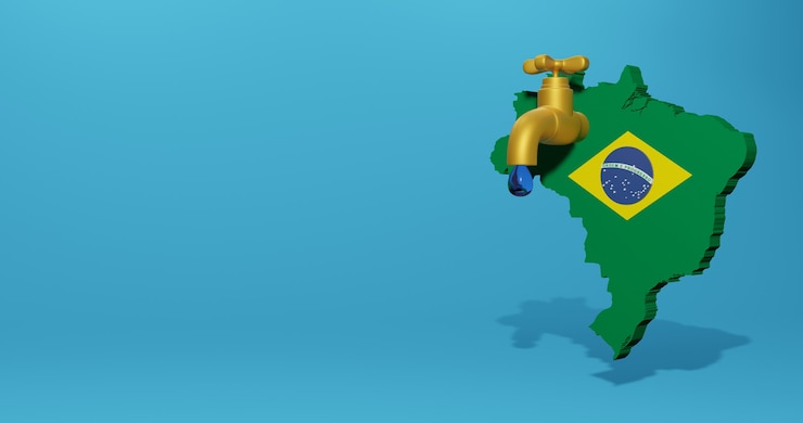Foto crise hídrica e estação seca no brasil para infográficos e conteúdo de mídia social em renderização 3d