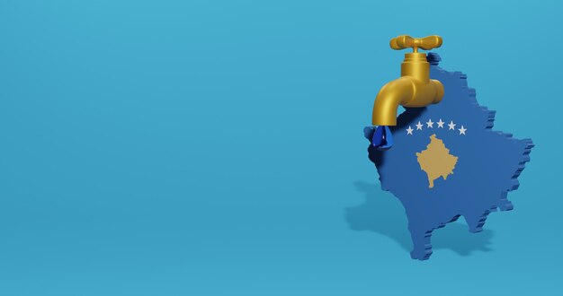 Crisis del agua y estación seca en Kosovo para infografías en renderizado 3D