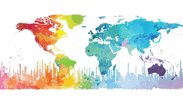 Crisis Económica Global Visualizada Mapa y gráficos del mundo Imagen generada por IA de alta calidad