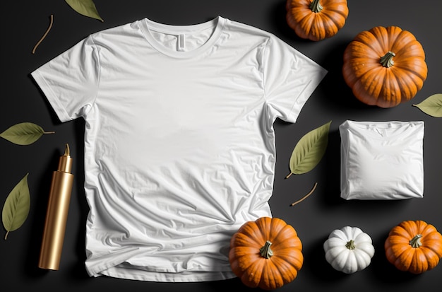 Crisp Autumn Vibes White Tee com detalhes sazonais