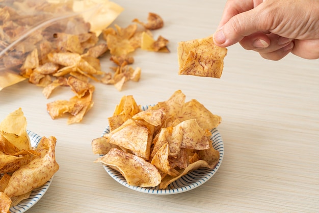 Crispy Sweet Taro Chips - Merienda saludable