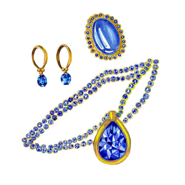 Cristais de diamante azul e violeta aquarela