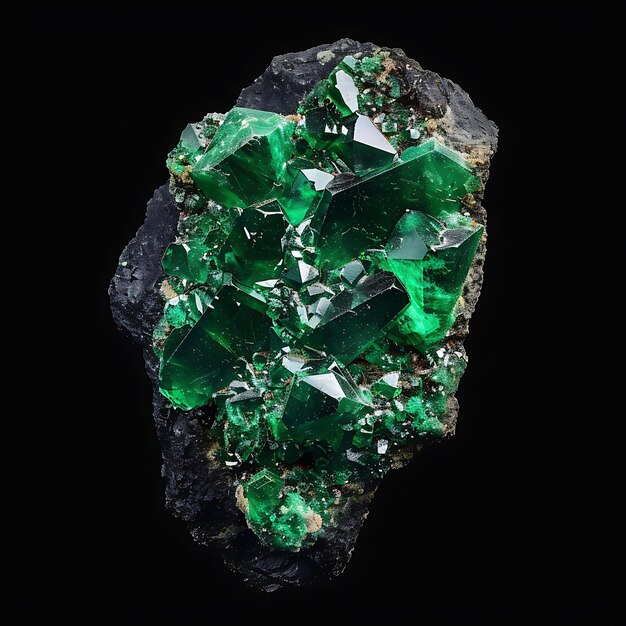 Foto cristais de granito de uvarovite com 6 granitos de uvarovite pedras preciosas de luxo caras em bg preto