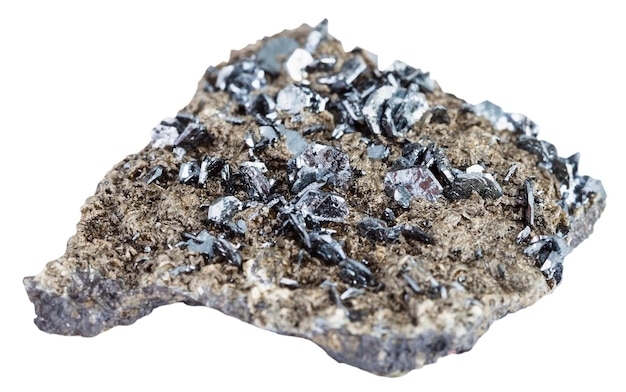 Cristais de pedra de magnetita em rocha mineral