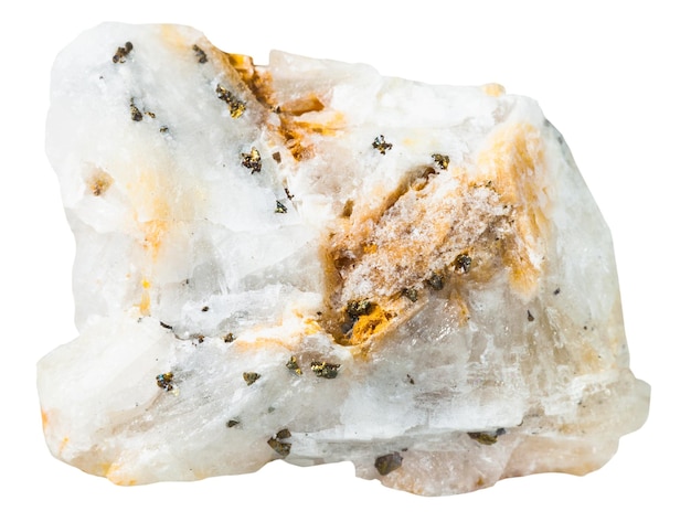 Cristais de pirita em pedra mineral de sílica isolada