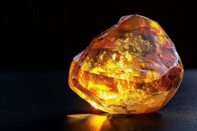 Cristal de ámbar aislado piedra de ámbar dorado en negro