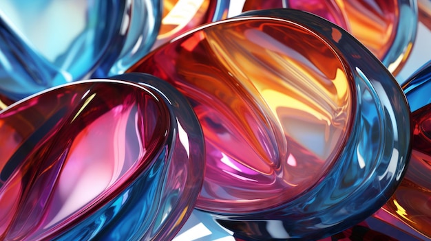 Cristal colorido Objeto 3D Abstracto Papel de pared Fondo Generado por IA