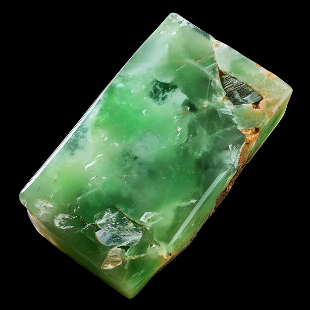 Foto cristal de crisopraso con cabochon rectangular cortado en piedra c verde aislado en arte de lujo bg negro