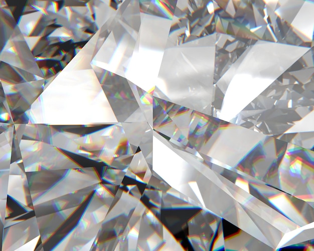 Cristal de diamante realista con representación 3D de fondo de textura de cierre cáustico