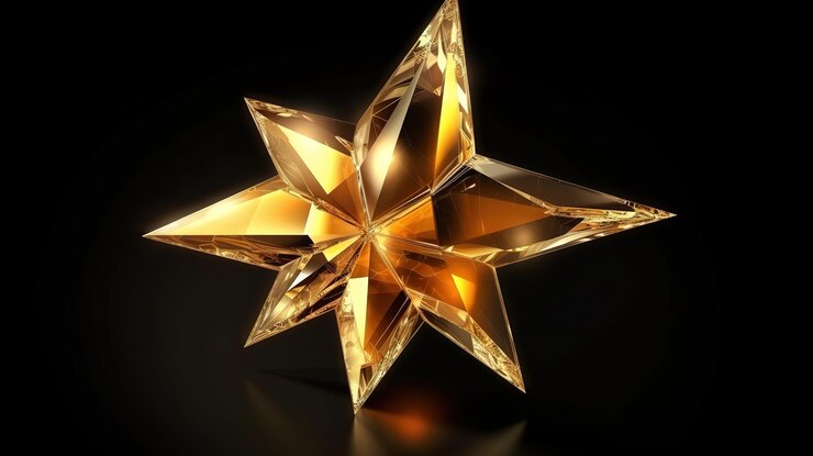 Cristal dorado Elemento estrella de Navidad Ilustración 3d Color brillante Generativo Ai