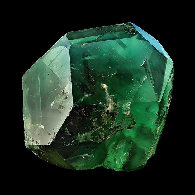 Foto cristal heliotrópico com forma hexagonal arredondada pedra de cor verde isolada em preto bg arte de luxo