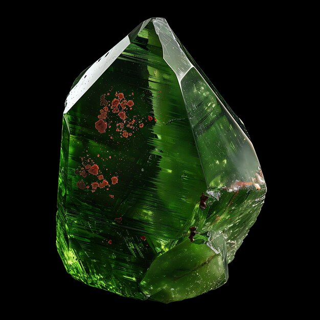 Foto cristal heliotrópico com forma triangular e cor verde com pedra isolada em preto bg arte de luxo