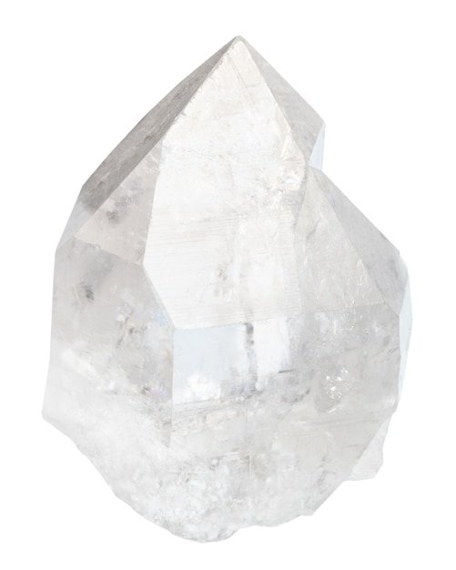 Cristal de roca claro aislado en blanco