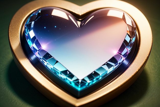 Foto cristal de vidrio en forma de corazón efecto especial cristal claro hermoso fondo papel tapiz