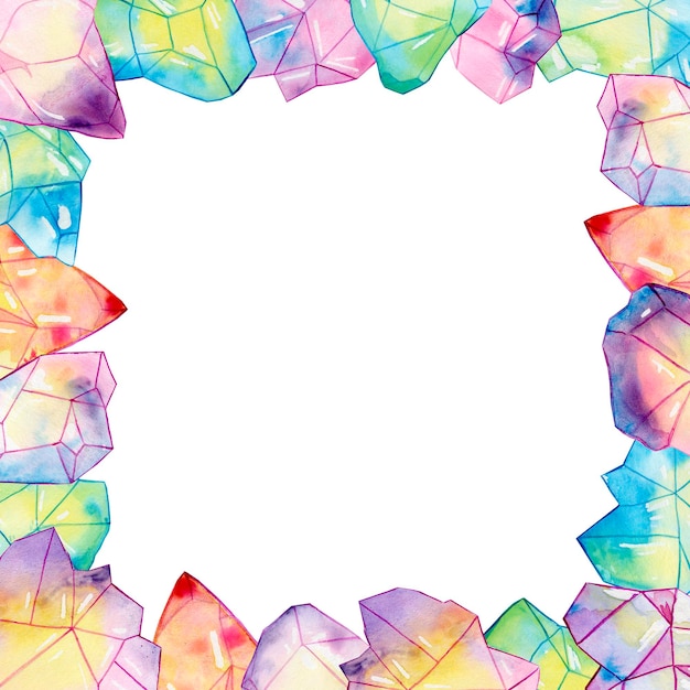 Foto cristales coloridos ilustración acuarela hielo coloreado ilustración de cristales brillantes para el diseño