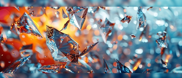 Cristales geométricos 3D transformativos que muestran abstracto con espacio de copia que están iluminados en vivos colores de neón IA generativa