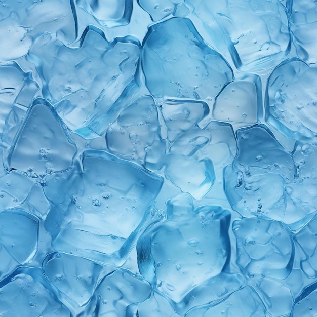 Cristales de hielo sobre una superficie azul.