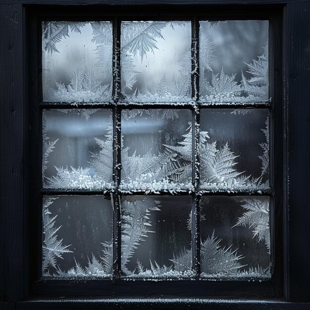 Foto cristales de hielo en la ventana