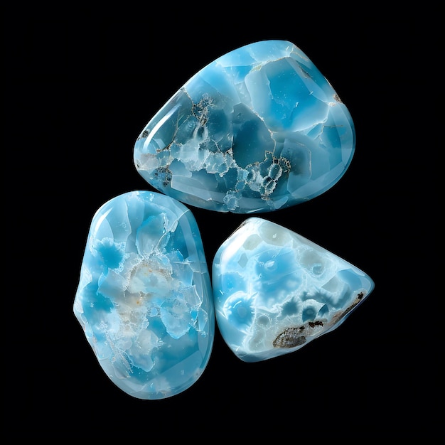Foto cristales larimar con 3 larimar larimar colgante con piedra preciosa azul co de lujo caro en bg negro