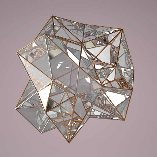 Cristales en movimiento abstracto render 3d