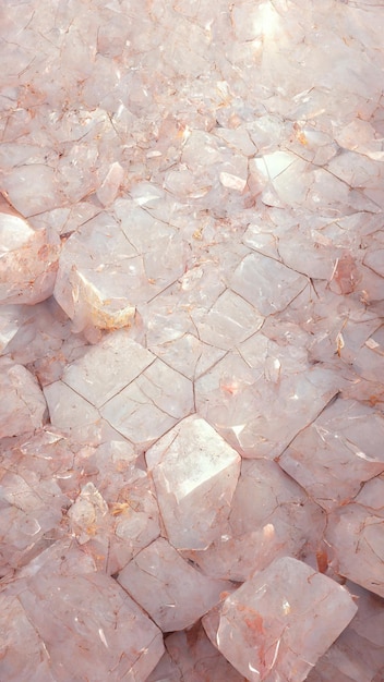 Cristales rosas en un cuadrado de un cuadrado de cristales rosas.