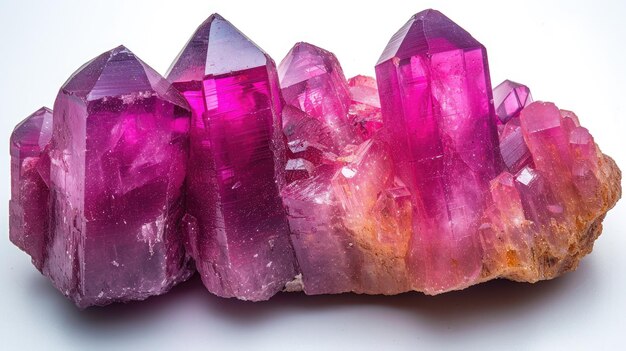 Cristales de turmalina rosada pulida