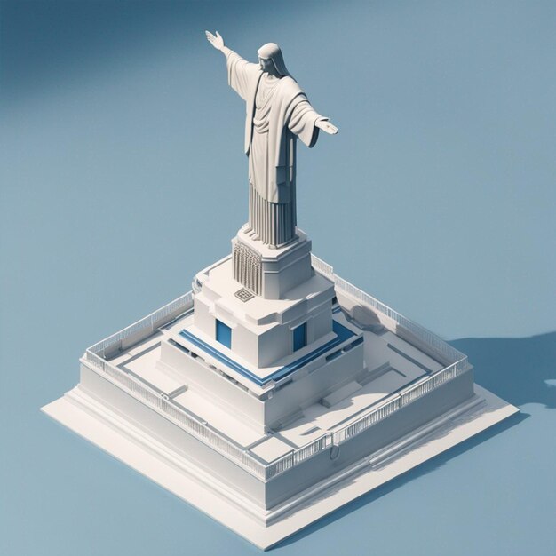 Cristo Redentor é colocado em um retângulo 3D ai gerado