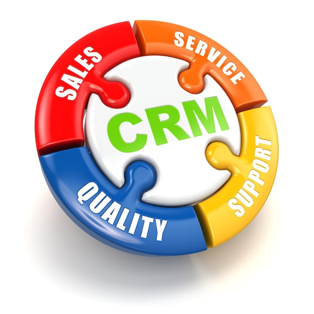 CRM. Concepto de marketing de relación con el cliente. 3d