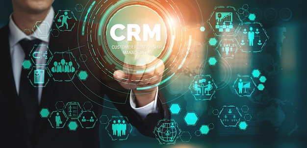 CRM Customer Relationship Management para conceito de sistema de marketing de vendas de negócios