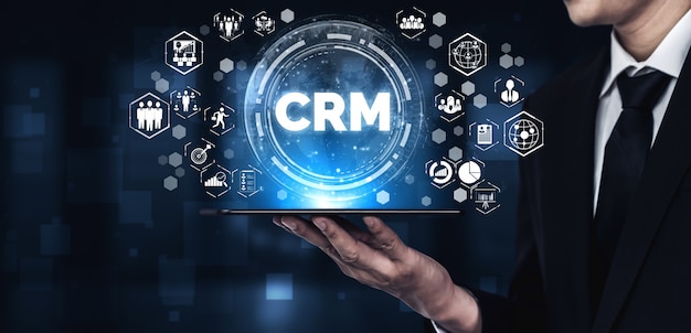 CRM Customer Relationship Management para conceito de sistema de marketing de vendas de negócios