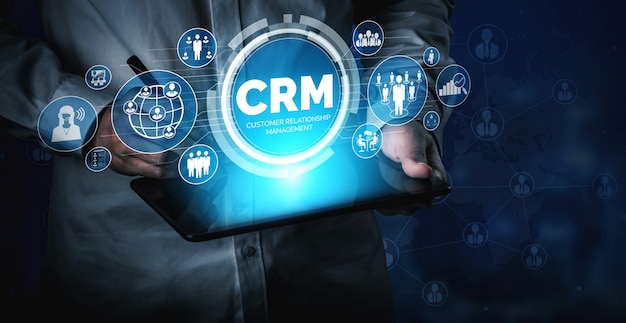 CRM Customer Relationship Management para o conceito de sistema de marketing de vendas de negócios