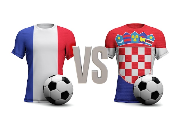 Croacia contra Francia partido de fútbol 3D Rendering