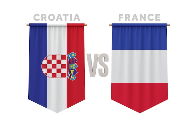 Croacia contra Francia partido de fútbol 3D Rendering