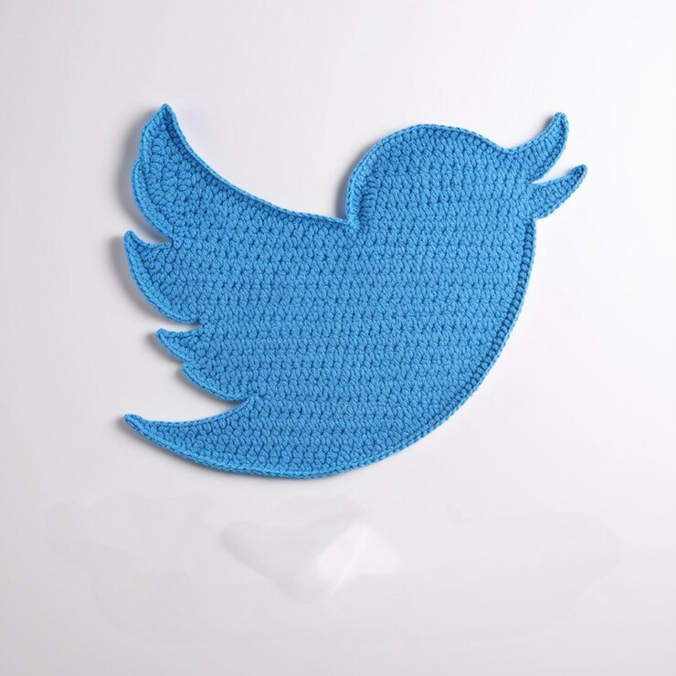 Foto crochet ícone de logotipo de mídia social logotipo tecido em fundo branco