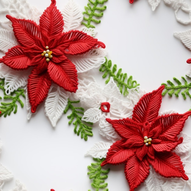 Foto crochet de navidad poinsettia con patrón sin costuras