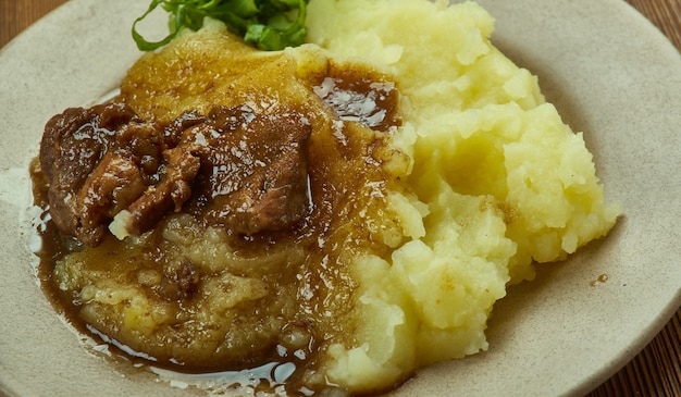 Crock Pot Schweinefleisch mit Kartoffelpüree, Nahaufnahme