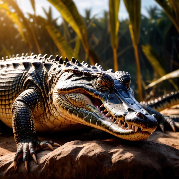 Foto crocodilo animal selvagem que vive na natureza parte do ecossistema