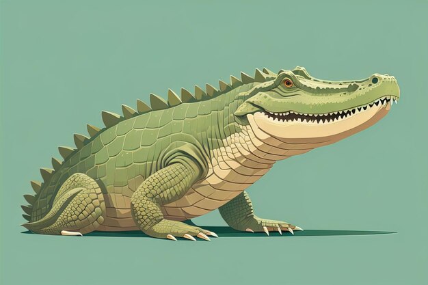 Crocodilo em fundo verde Ilustração vetorial em estilo retro ai generativa