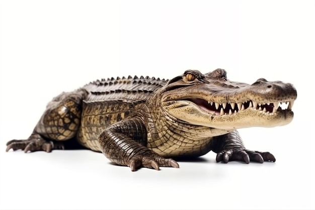 Crocodilo Isolado em um Fundo Branco Inteligência Artificial Generativa