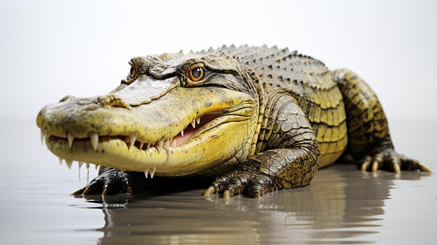 Foto crocodilo selvagem isolado em fundo branco