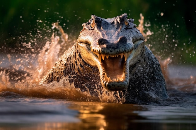 Crocodilo um tiro de caça