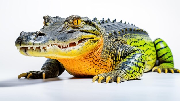 crocodilos em fundo branco são grandes répteis semiaquáticos