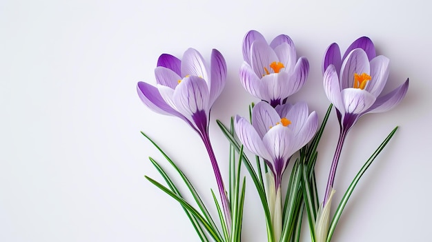 Foto crocus em fundo branco com espaço para texto