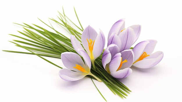 Foto crocus strahlung auf weißem hintergrund